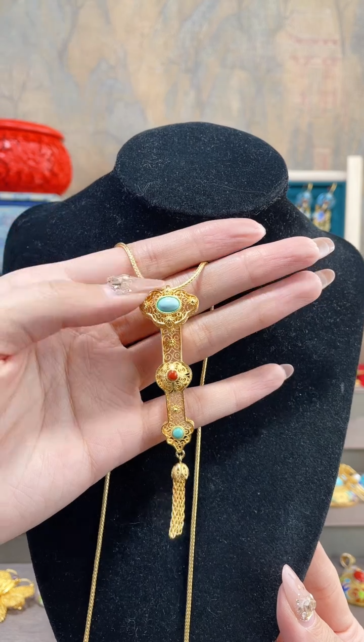 【闪购商品】 非遗绝技花丝镶嵌吊坠如意