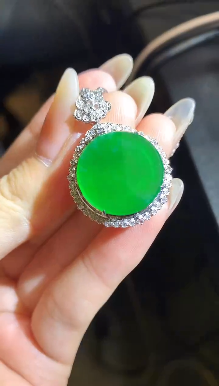 【闪购商品】翡翠吊坠(不含链)18K金镶嵌57-圆牌
