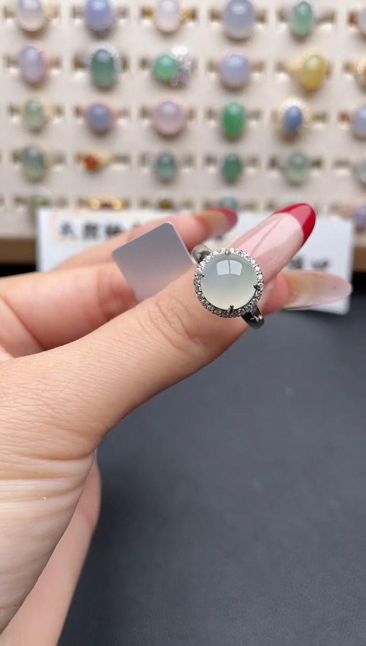 【闪购商品】翡翠戒指银S925镶嵌一物一证一礼盒