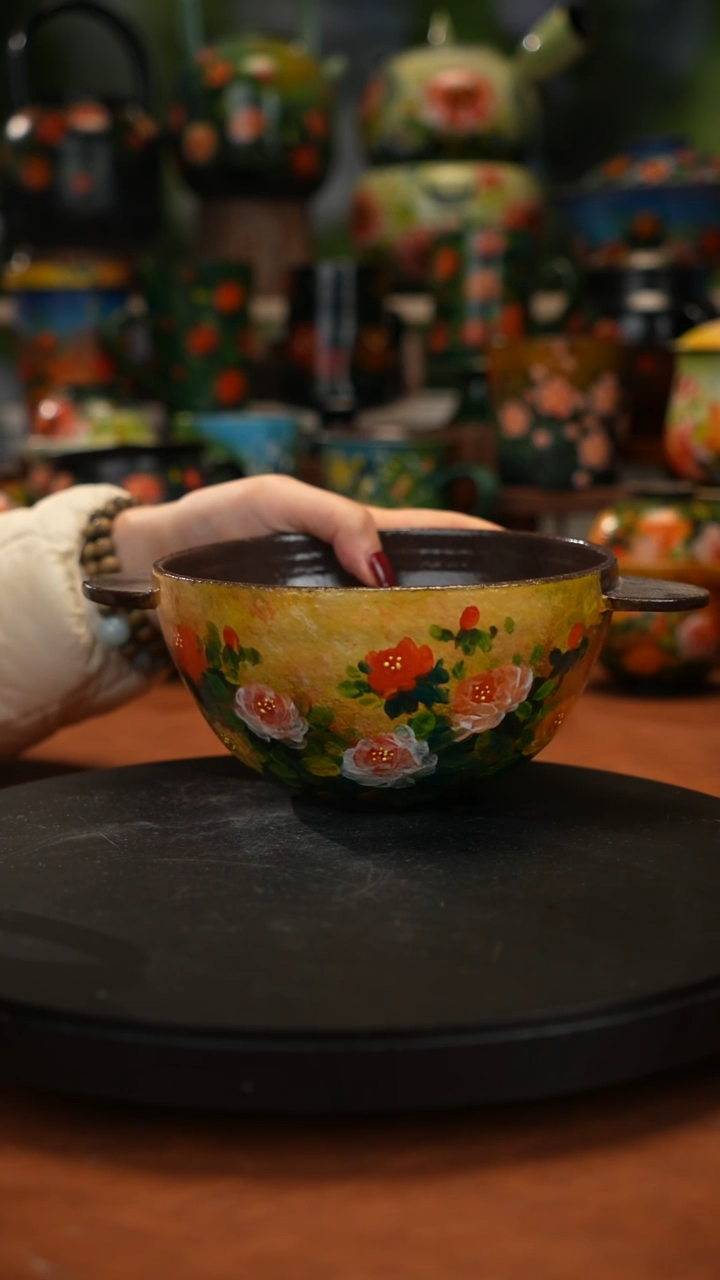 紫砂油画手绘釉下彩