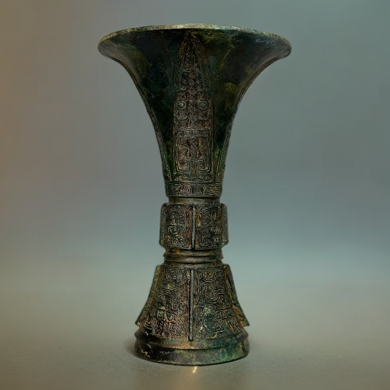 商代父已觚仿古做旧青铜工艺品特色收藏家居摆件