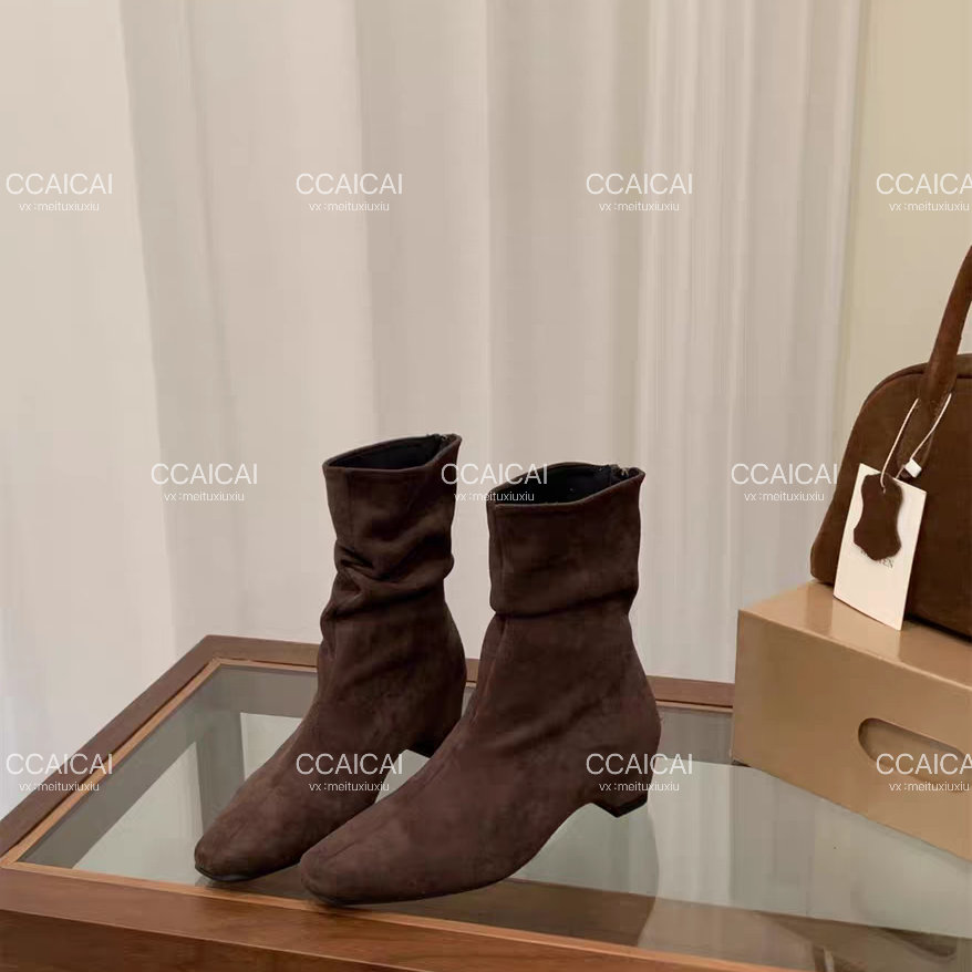 CCAICAI「暖宇」内增高小众复古短靴秋冬百搭瘦瘦靴堆堆靴9811-1
