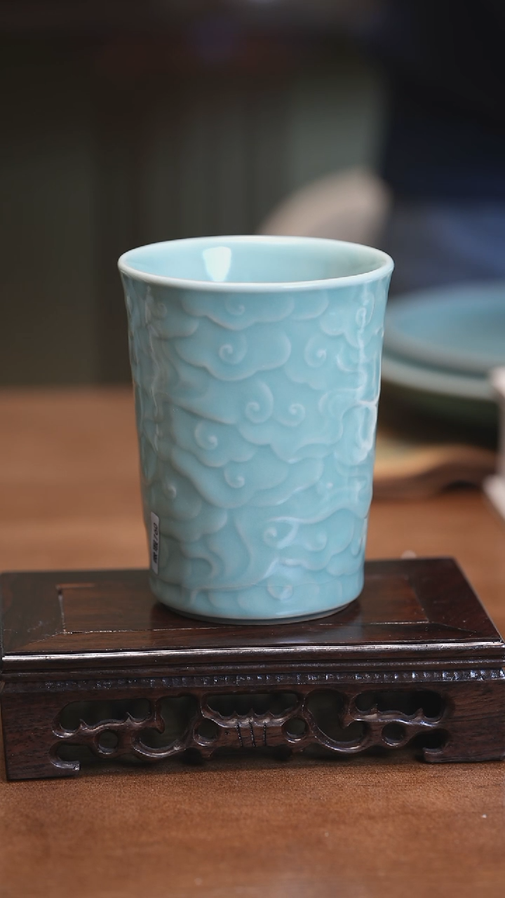 【闪购商品】Y宝丰宋官窑原产地汝瓷祥云可乐杯（微瑕）