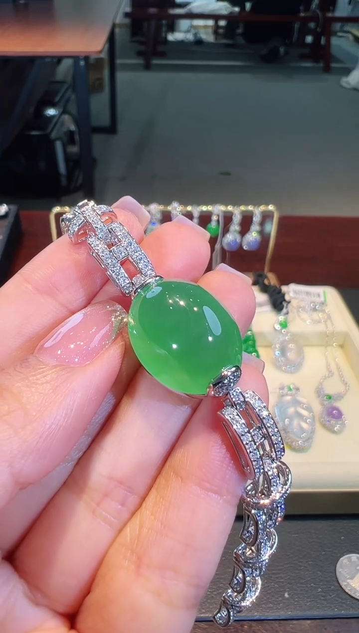 【闪购商品】翡翠手链18K金镶嵌两用款