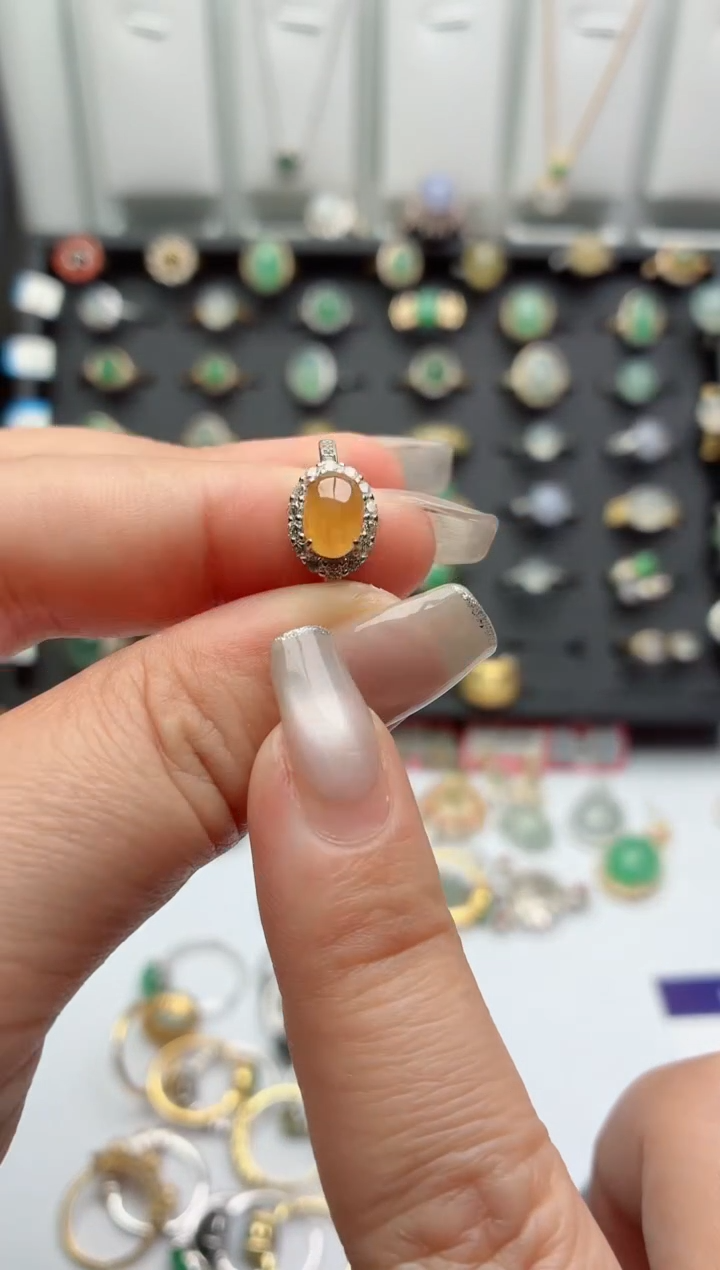 银S925镶嵌戒指翡翠.