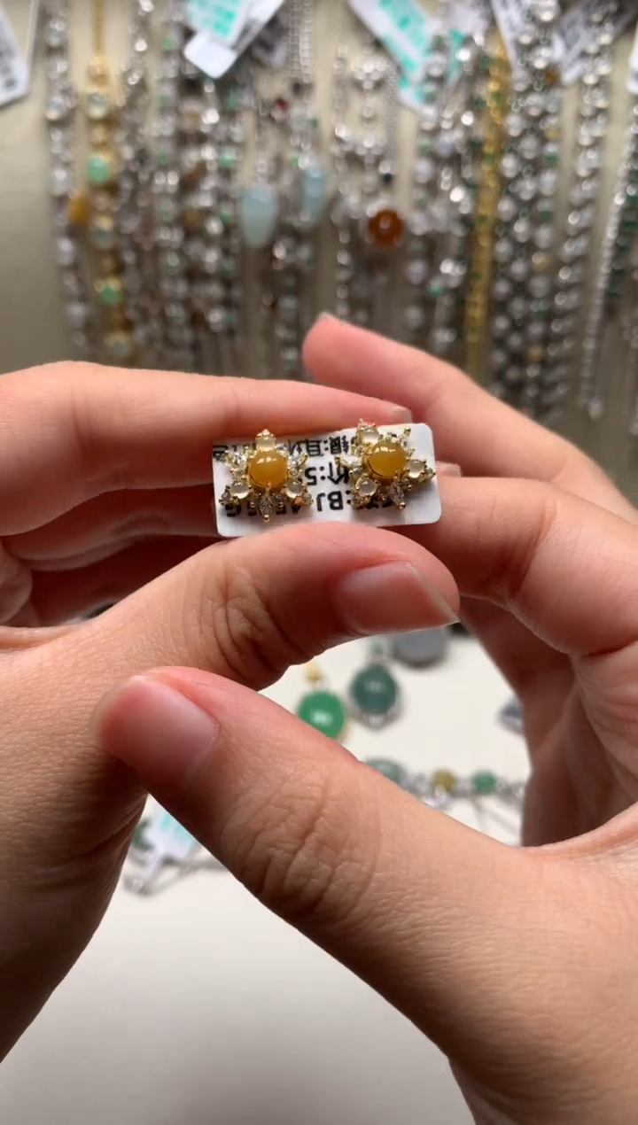 银S925镶嵌戒指翡翠耳饰19