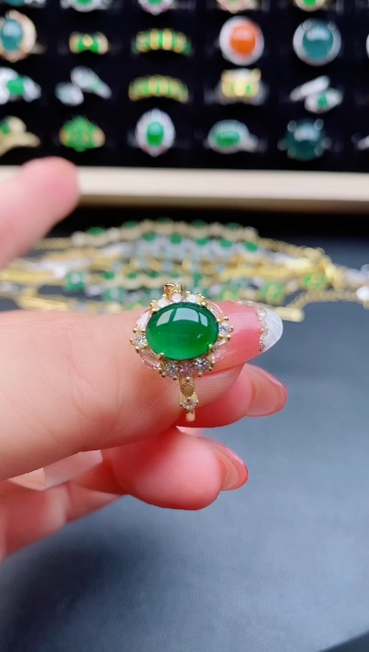 【闪购商品】翡翠戒指银S925镶嵌12121