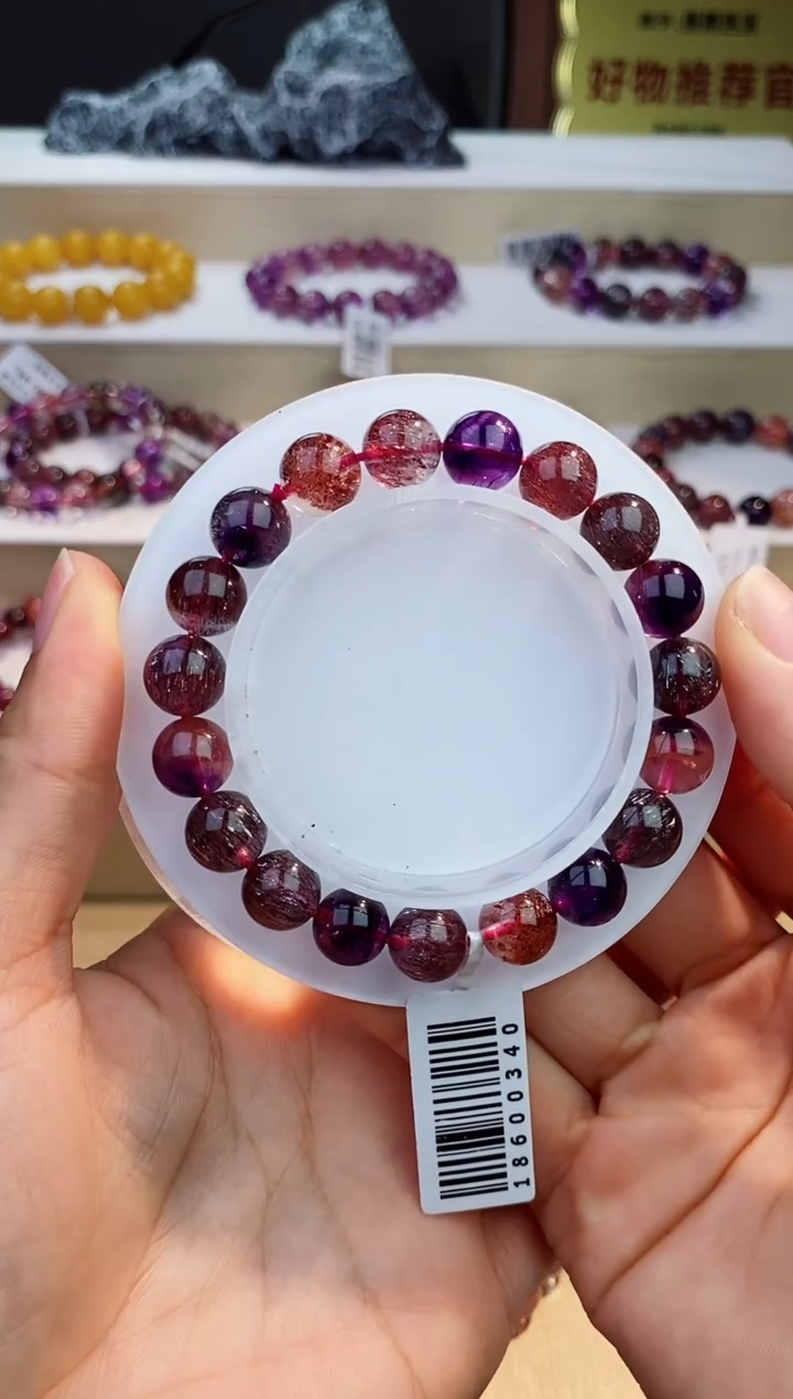 未镶嵌手串水晶黑加仑超七单圈9m+