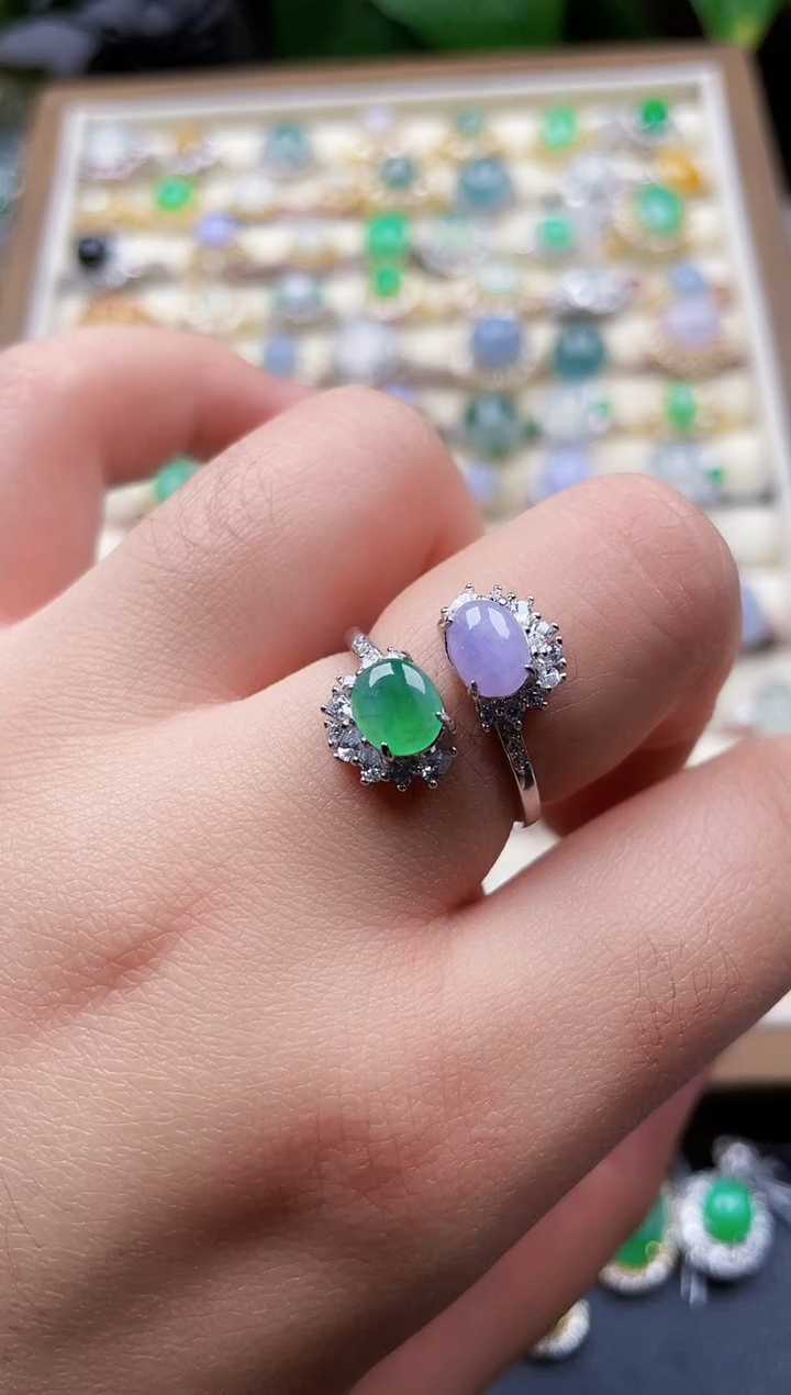 银S925镶嵌戒指翡翠130