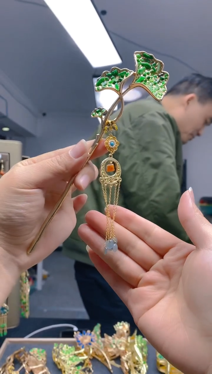 【闪购商品】翡翠耳饰合金0330翡翠发簪