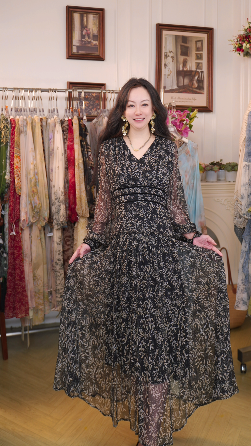 新【玲姐真丝-华尔兹舞曲】桑蚕丝连衣裙YY59215