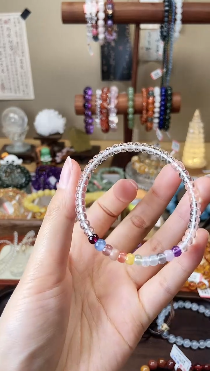 【闪购商品】水晶手链未镶嵌彩虹多宝直切