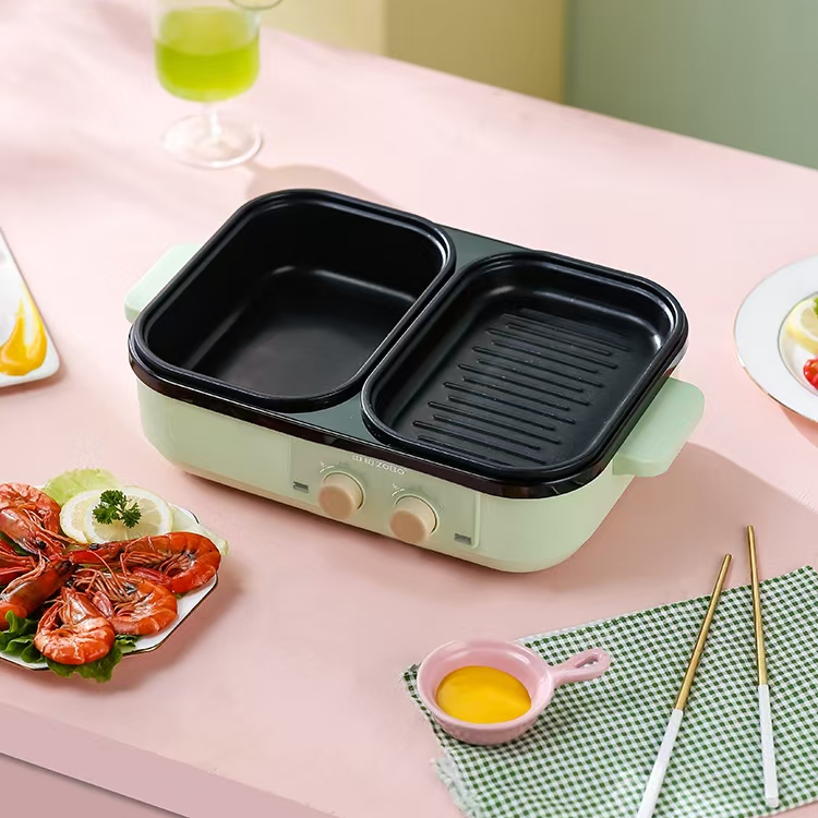 220V不粘方形2000W多功能料理锅家用多功能锅电烤盘