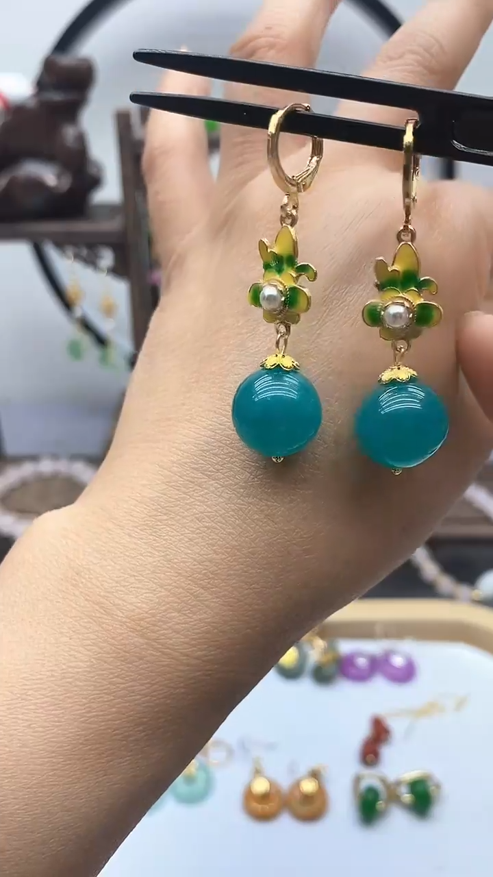 天河石耳饰14K金镶嵌138