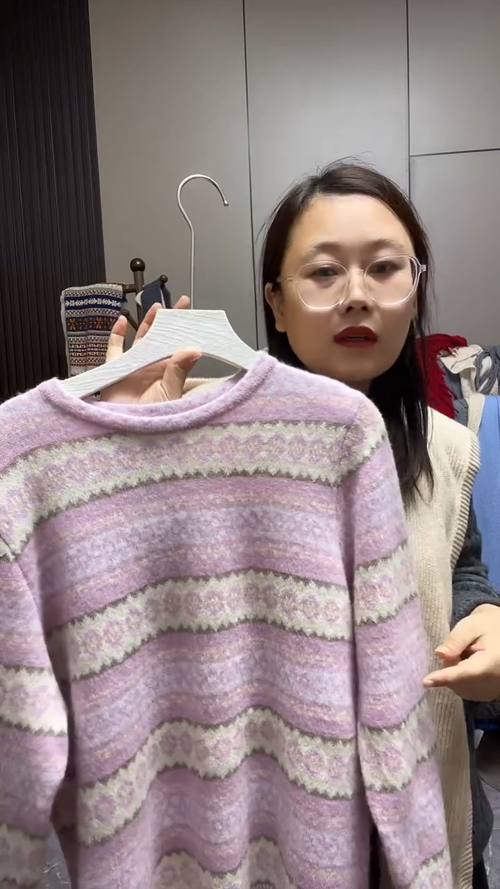 费尔岛同款羊绒衫粉色