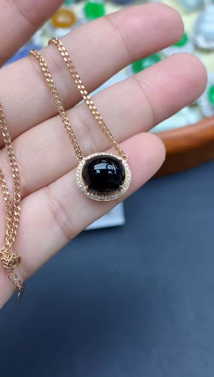 颈饰18K金镶嵌翡翠519-中国好珍宝