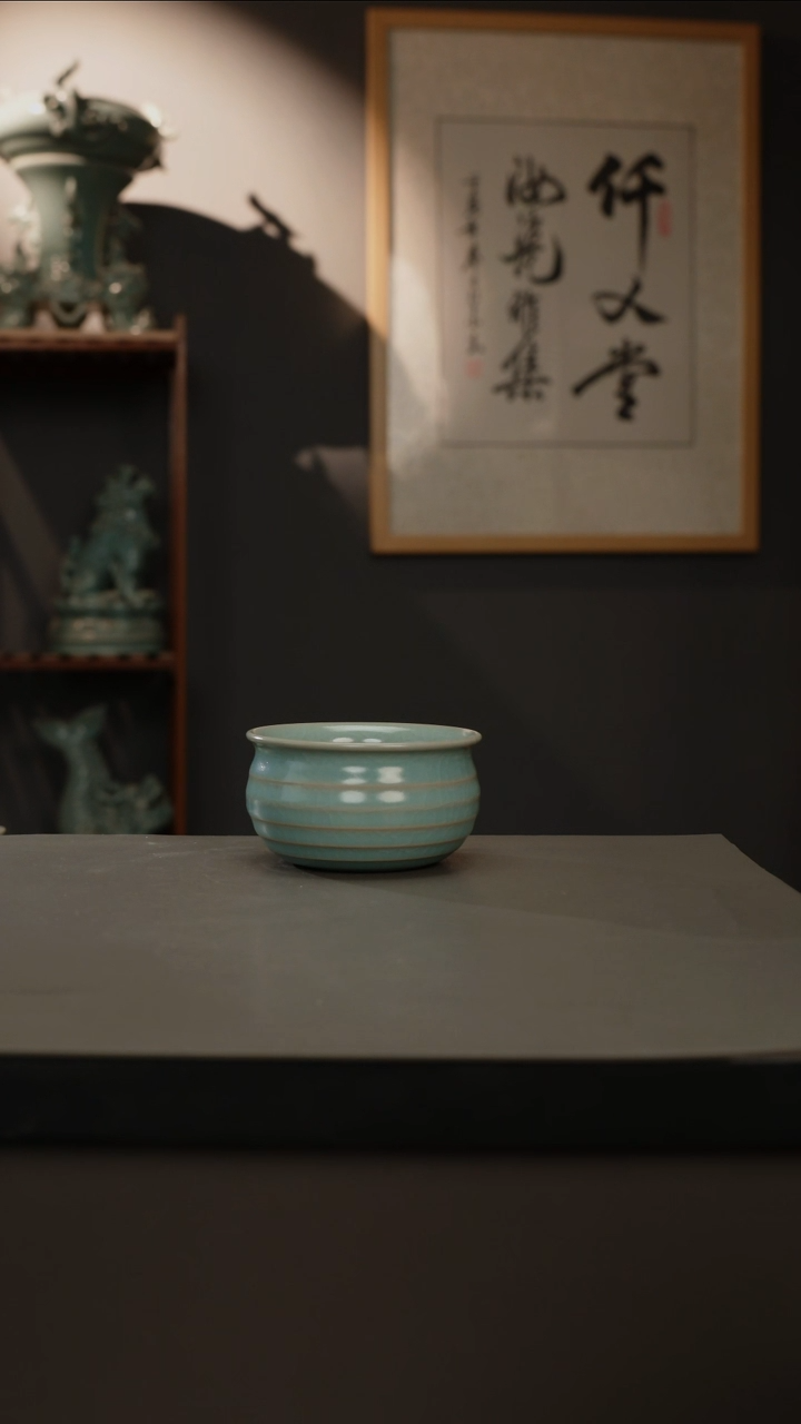 【闪购商品】杯仿古釉原矿 弦纹杯