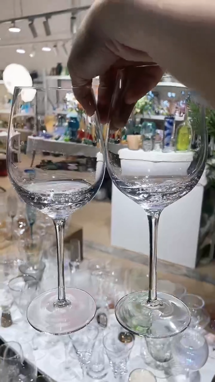 【闪购商品】水晶玻璃2只厚底专做气泡红酒杯