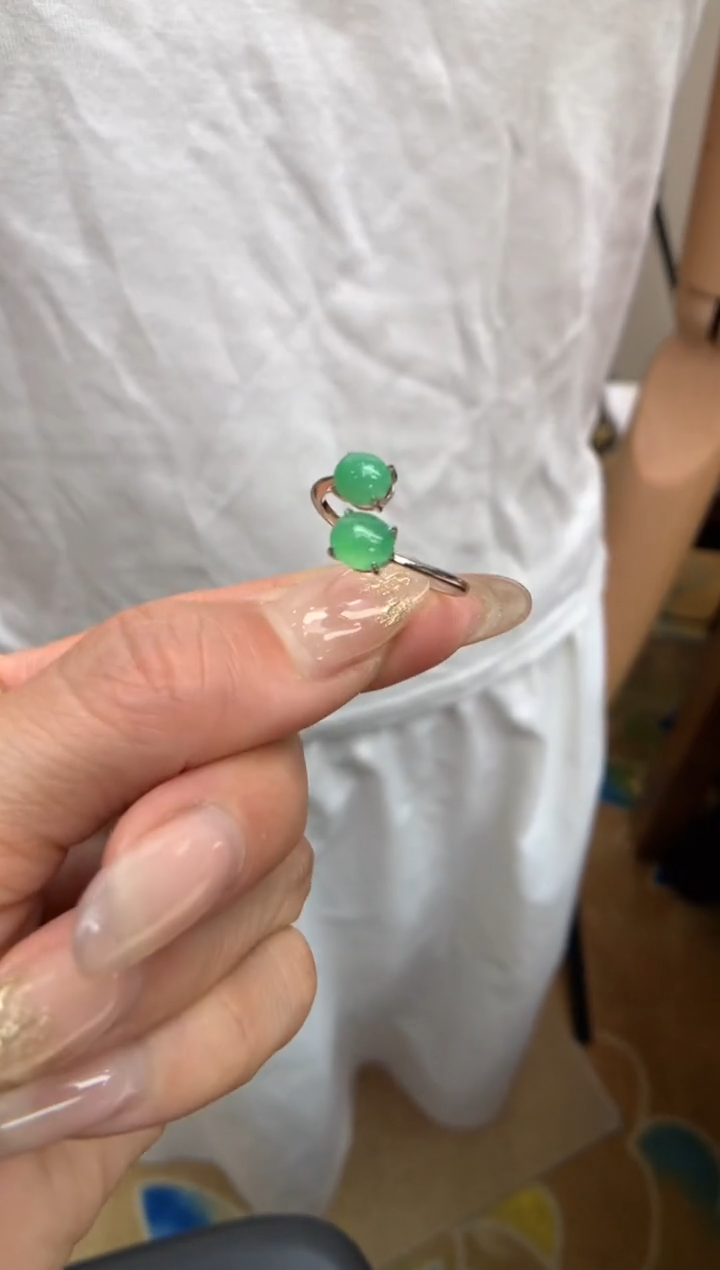 【闪购商品】翡翠戒指18K金镶嵌戒指活口