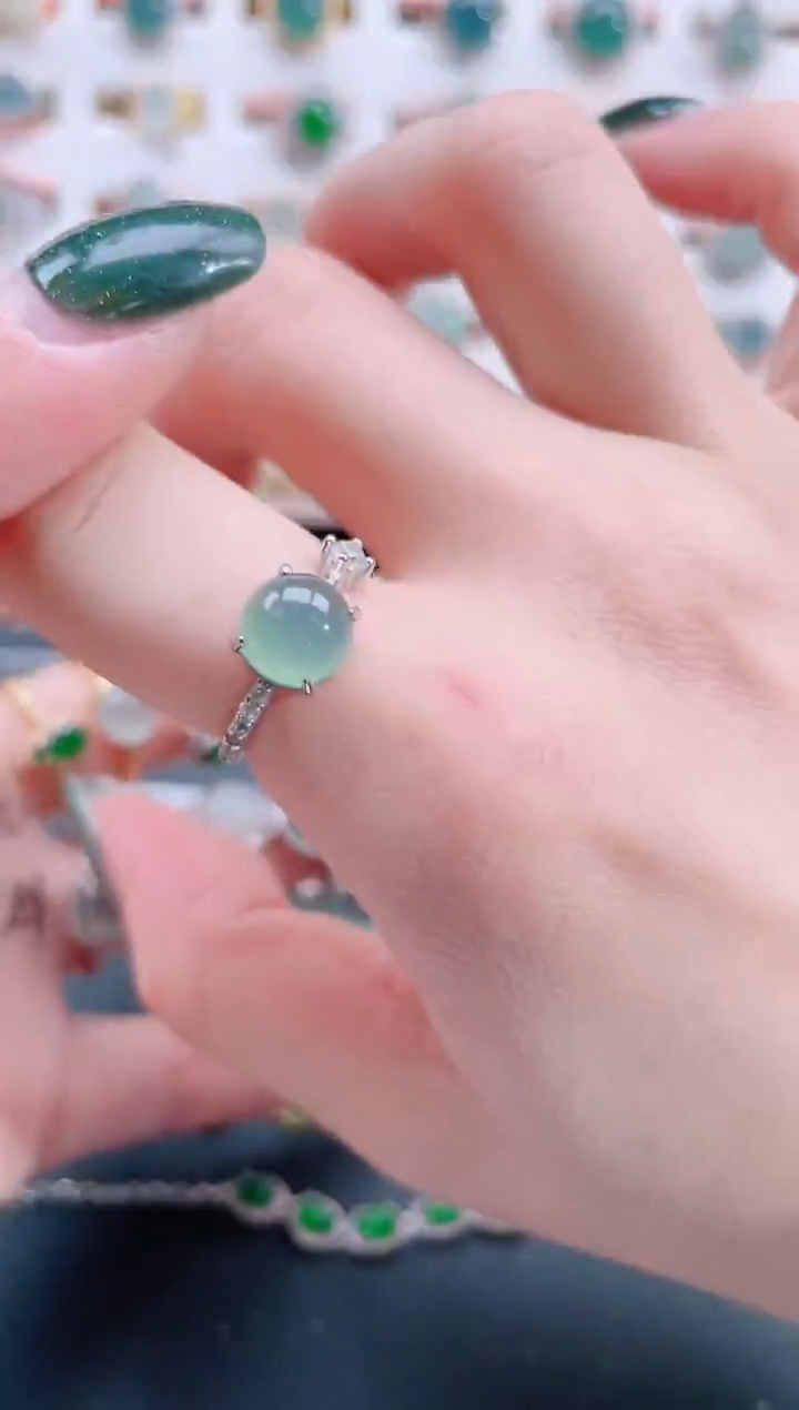 银S925镶嵌戒指翡翠天然翡翠