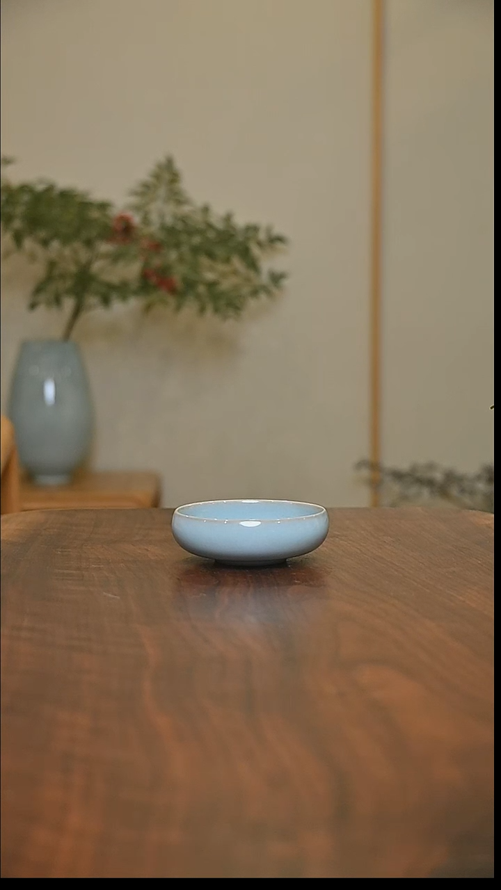 禅定杯 天青 微瑕 朱法喜款