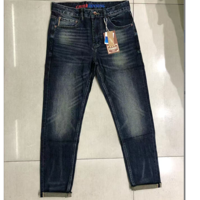 【赤耳丹宁】深蓝色红边 猫须男士牛仔裤#811款