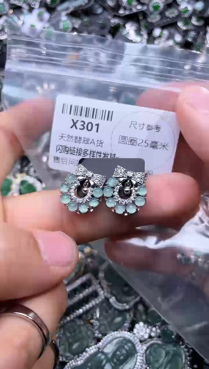 【闪购商品】翡翠颈饰未镶嵌X301耳钉