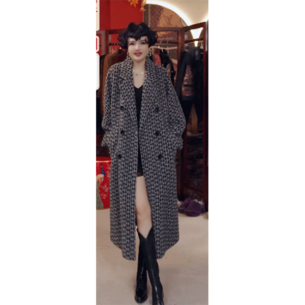 YJ-72970  菲姐时尚气质中长款冬季宽松保暖大衣外套