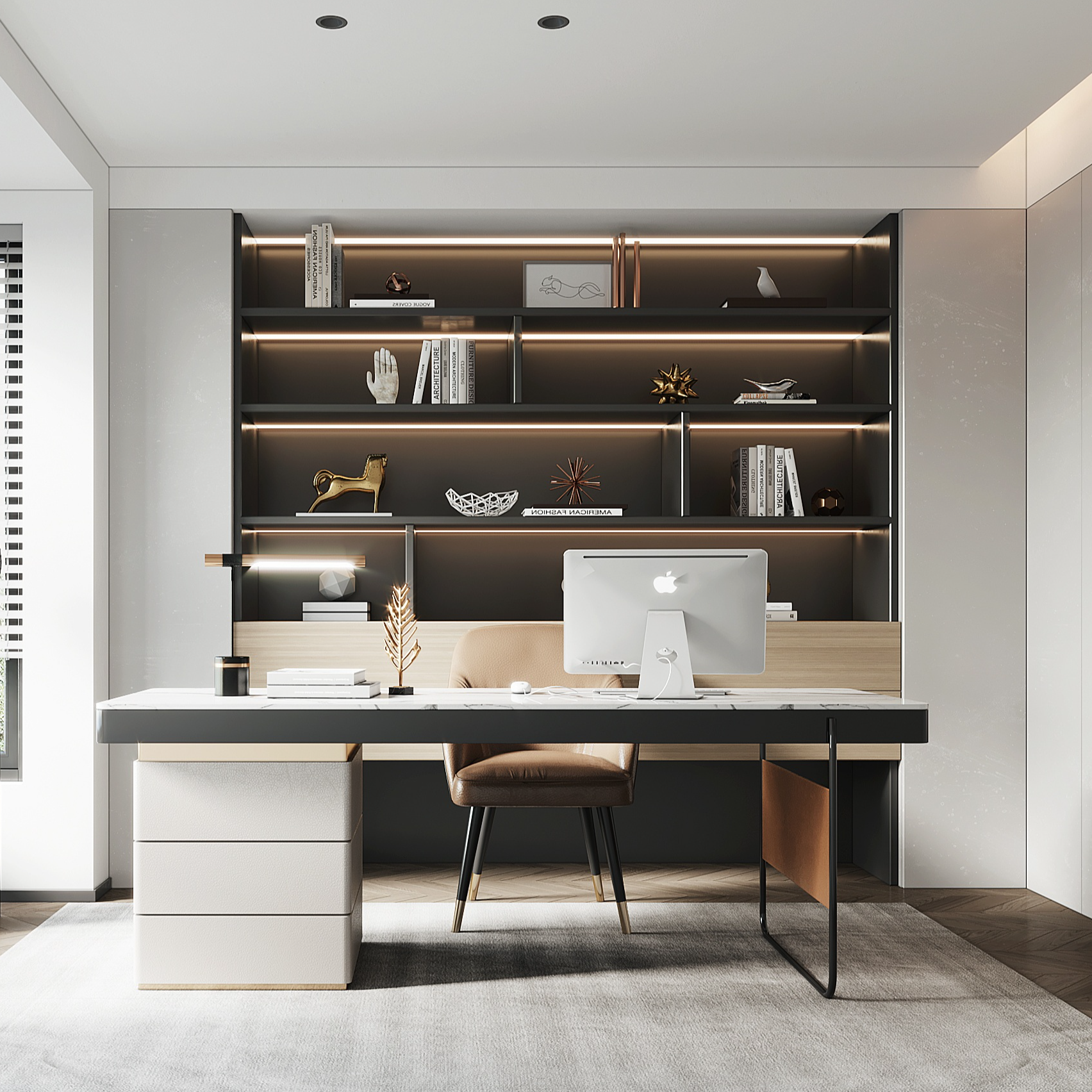 会客房书柜效果图家用