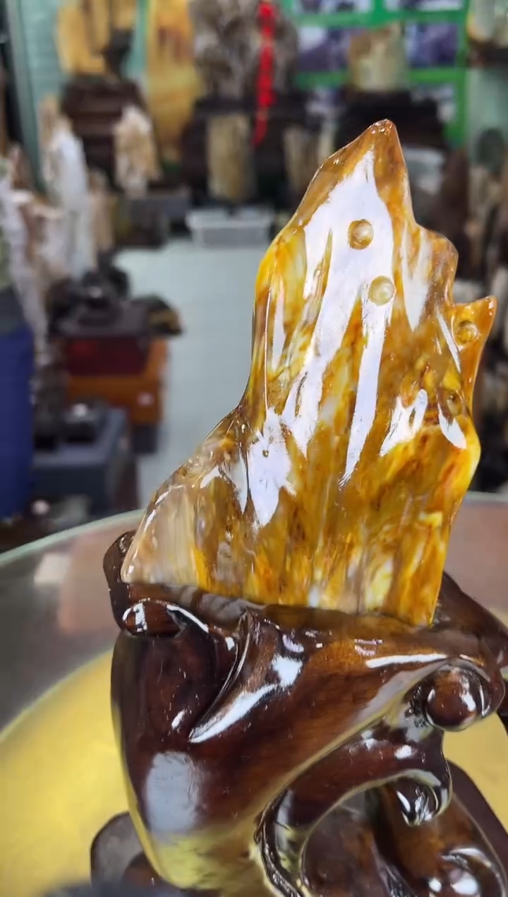 缅甸天然树化玉摆件