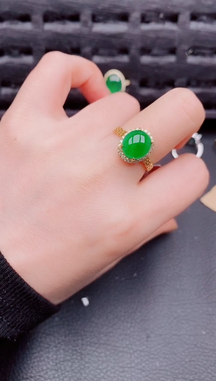 【闪购商品】翡翠戒指银S925镶嵌天然a货翡翠708