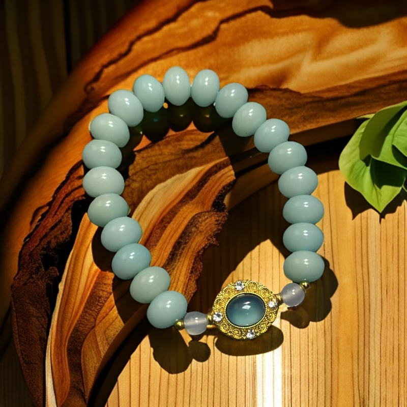 JG0072-海盐蓝算盘珠单圈精品手串