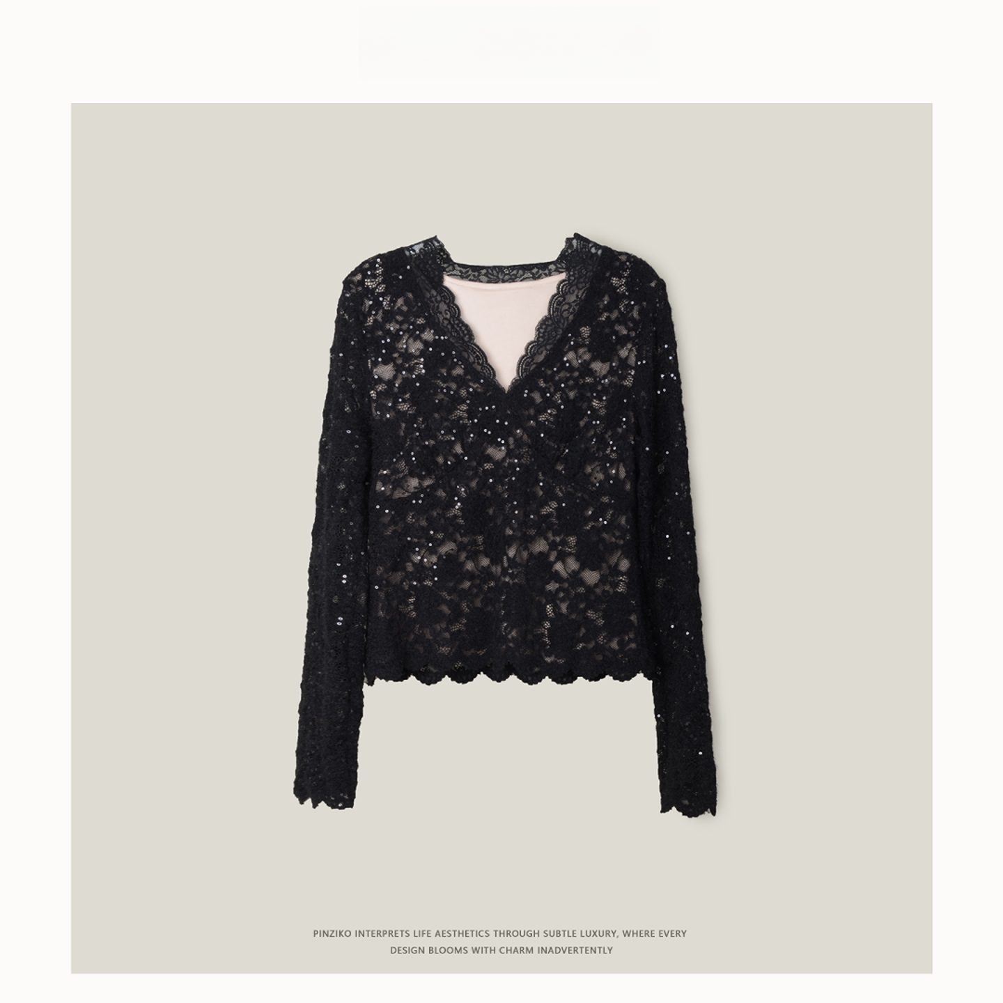 月光蕾丝~秋冬蕾丝打底衫女V领气质显瘦保暖上衣TJF517