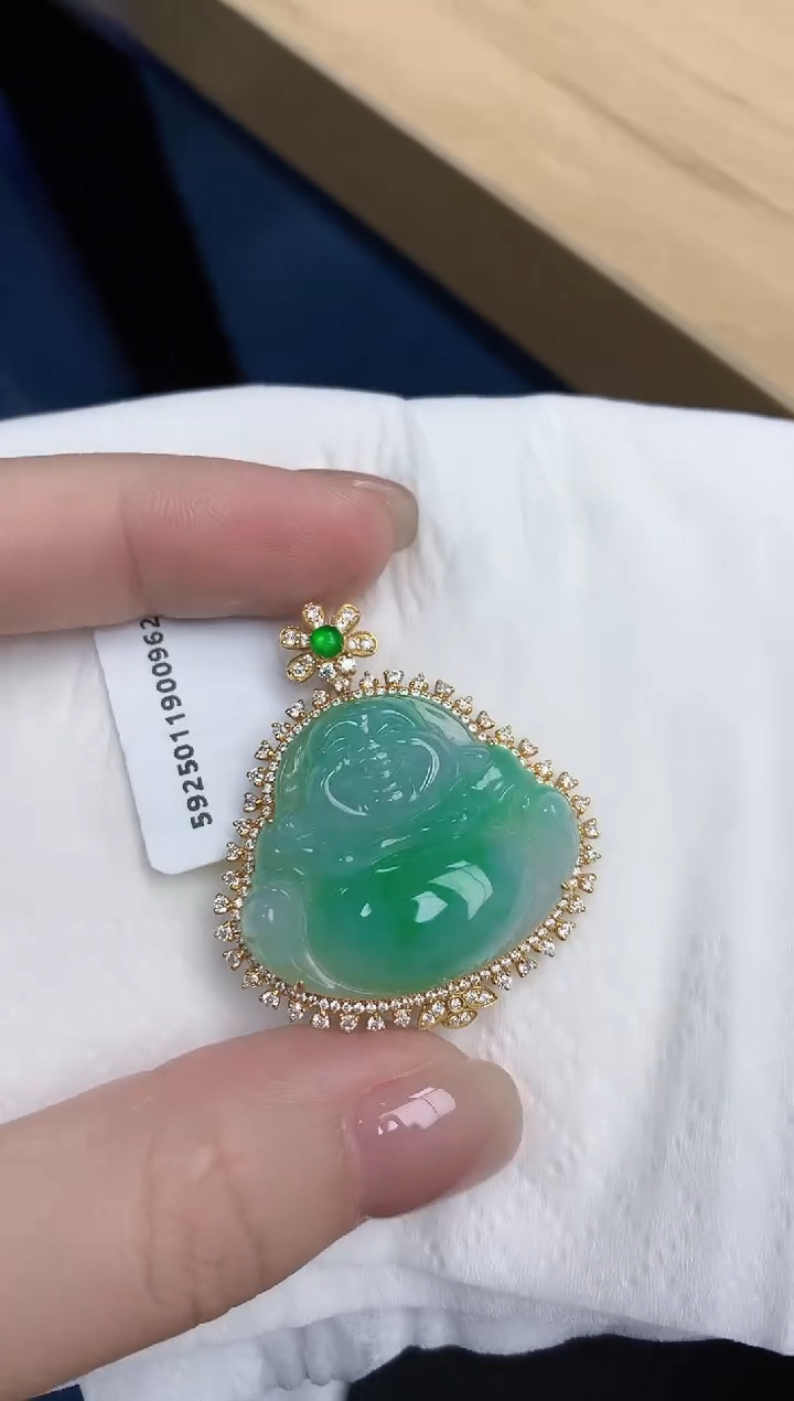 【闪购商品】翡翠颈饰18K金镶嵌天然缅甸翡翠A货