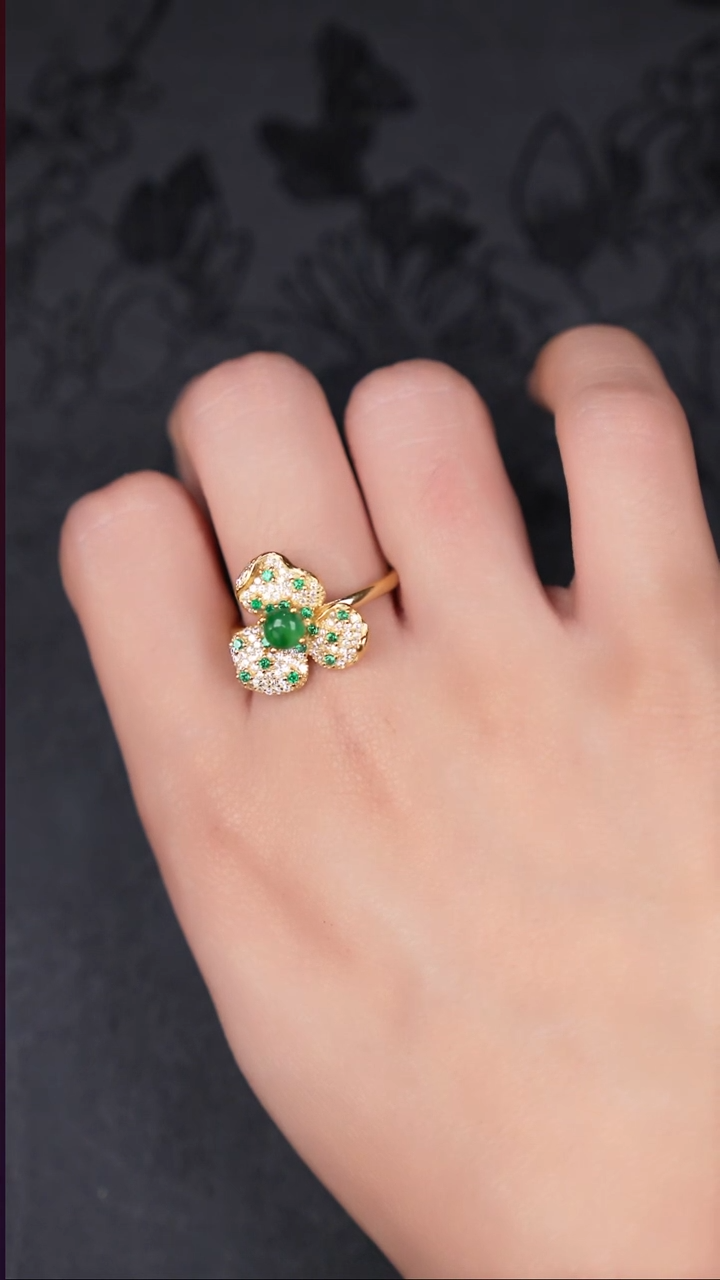 银S925镶嵌戒指翡翠工厂抛货 不退不换 多样性发其1