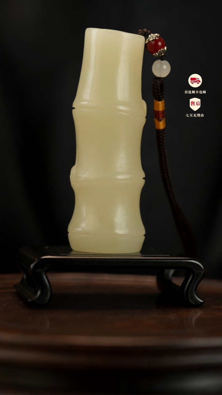 云南石竹叶青雕刻：节节高升手把件摆件挂件