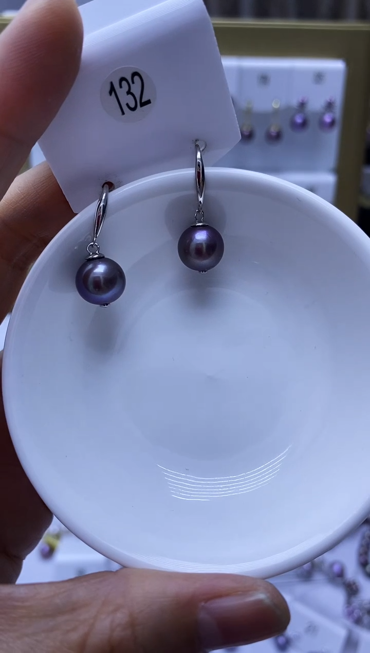 银S925镶嵌耳饰淡水珍珠132