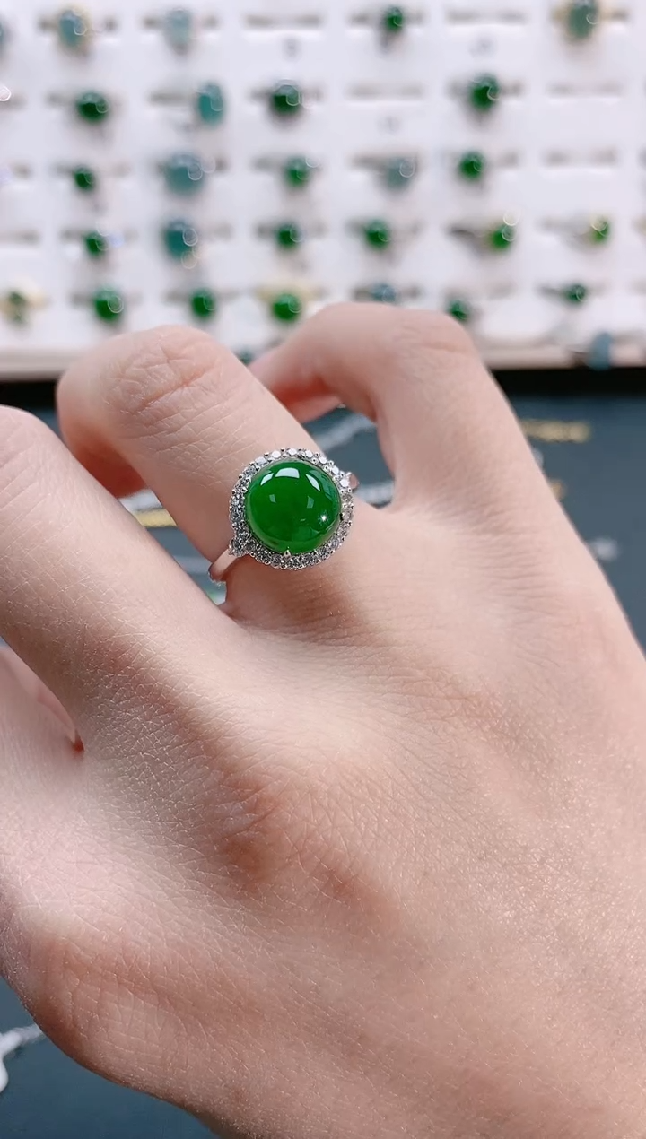 【闪购商品】翡翠戒指银S925镶嵌天然翡翠