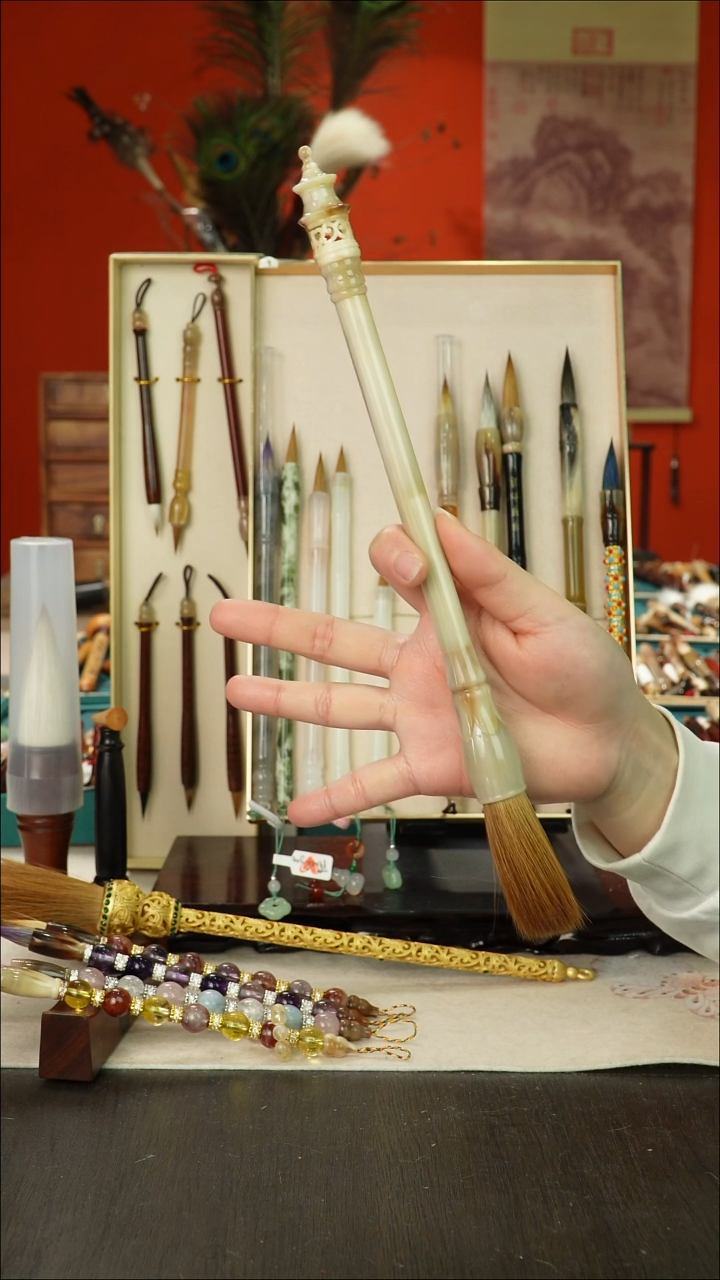 158号闪孤品高货毛笔链接 清水试笔 蘸墨不退