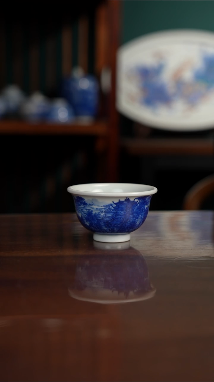 自成堂柴窑 楼阁压手杯