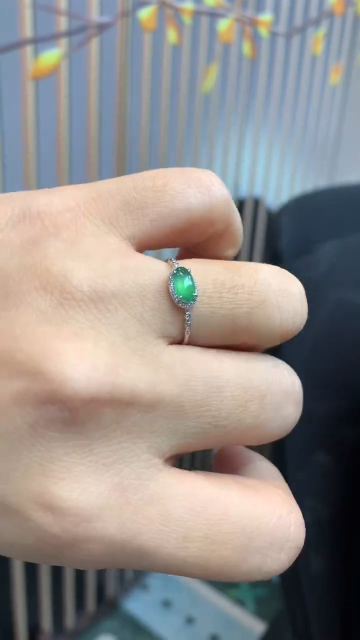 【闪购商品】翡翠戒指18K金镶嵌14-天然翡翠