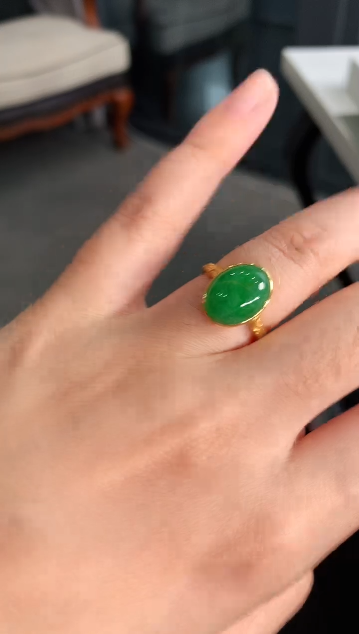 【闪购商品】翡翠戒指18K金镶嵌手饰