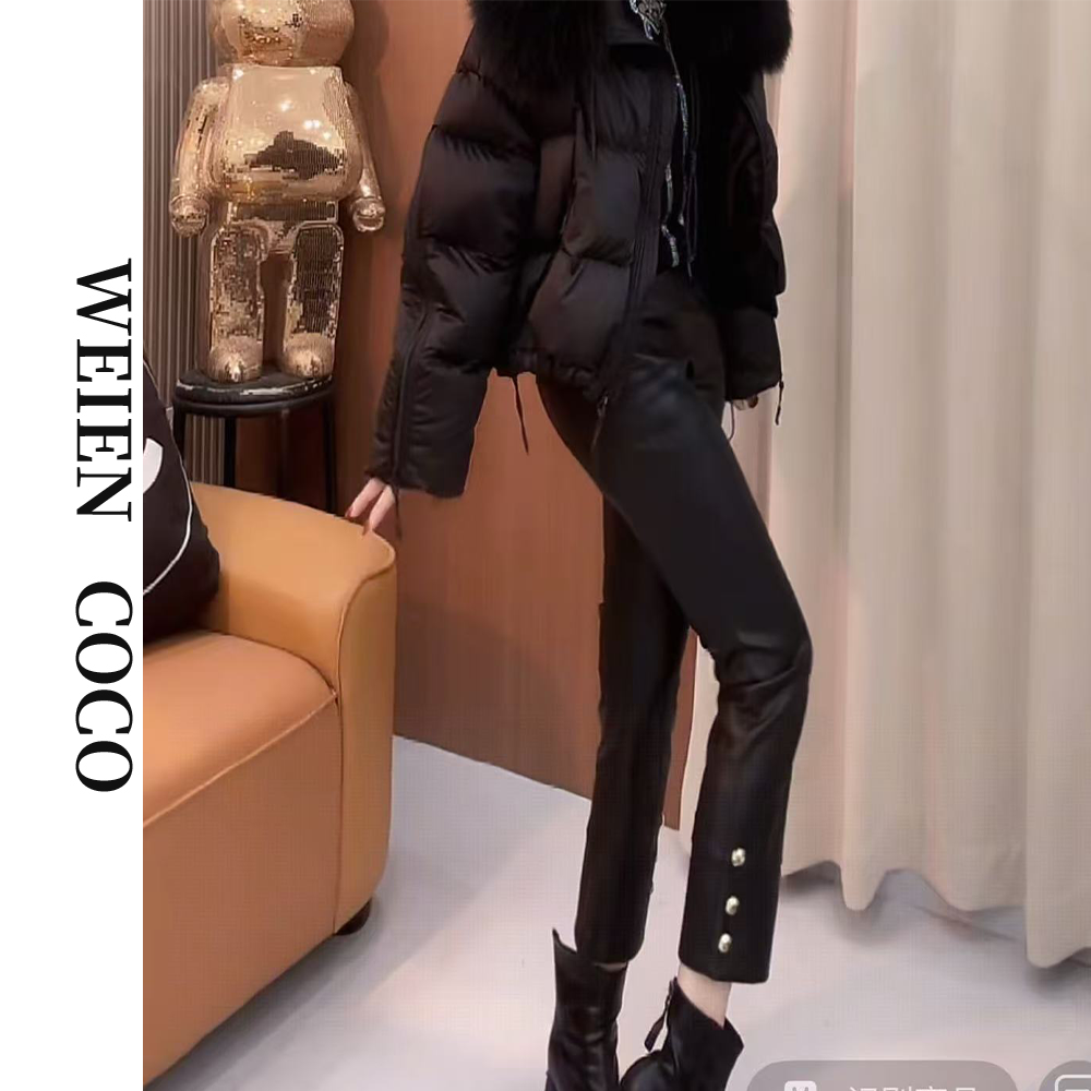 【薇恩COCO】时尚高腰女装皮裤设计师新款 K5200