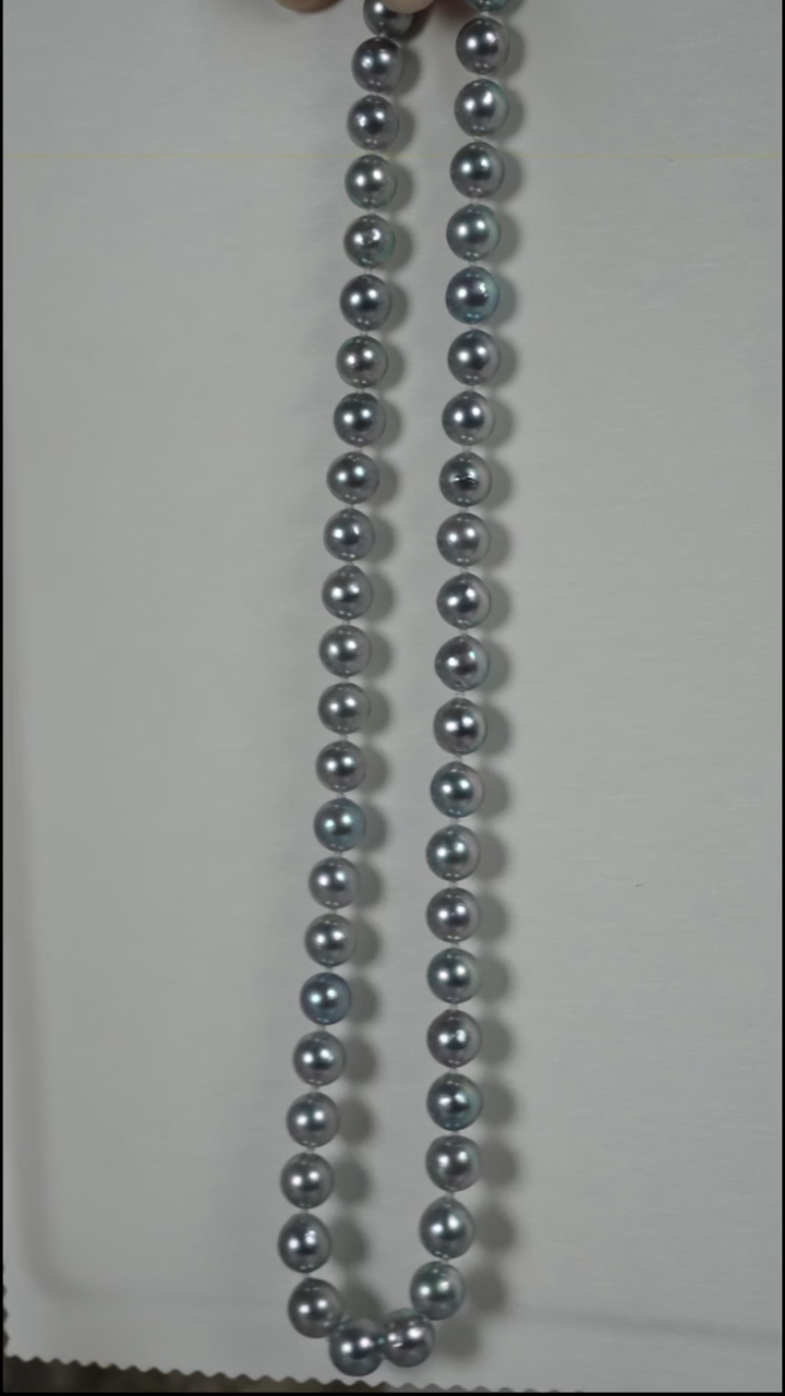 项链银S925镶嵌海水珍珠AK真多麻8-8.5mm