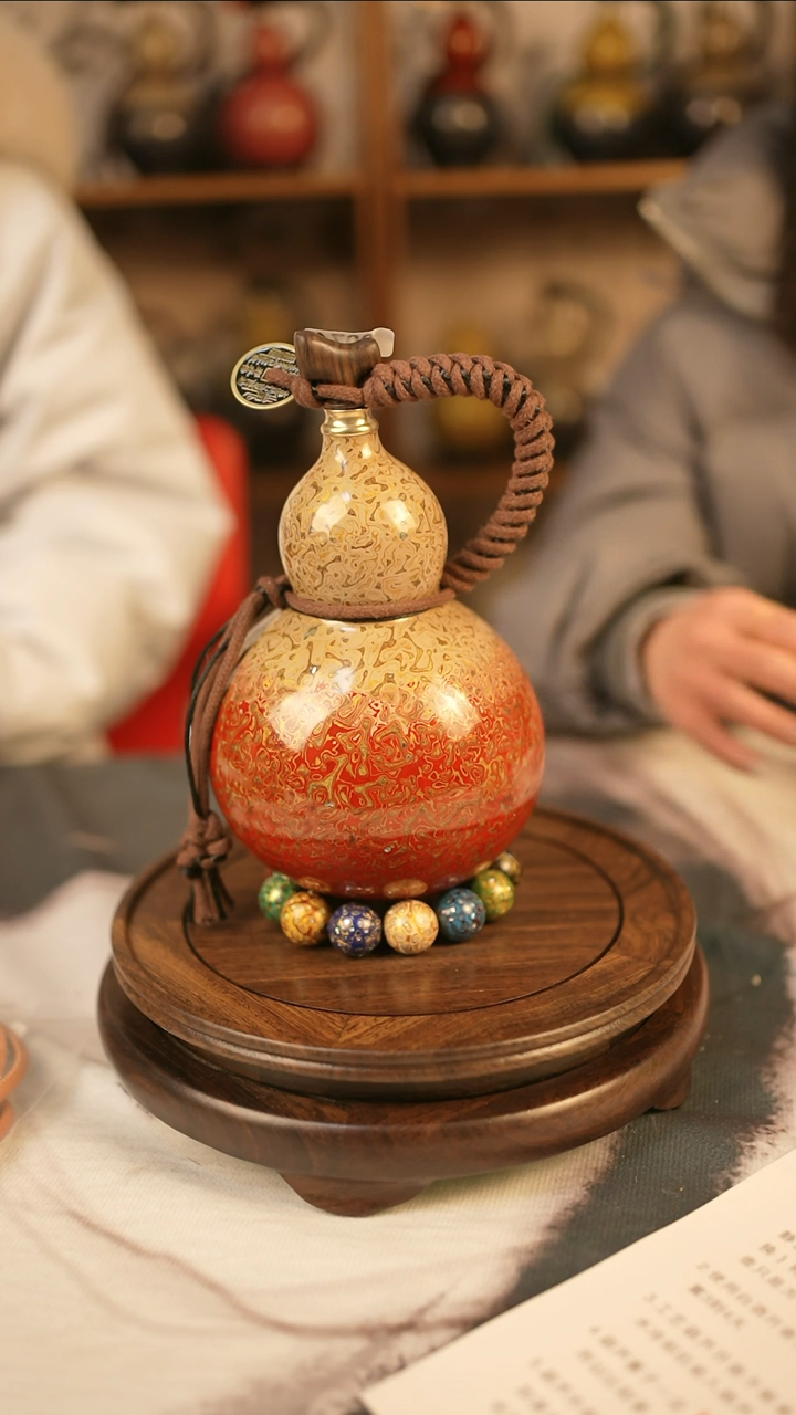 【闪购商品】074精品大漆酒葫芦送漏斗网兜