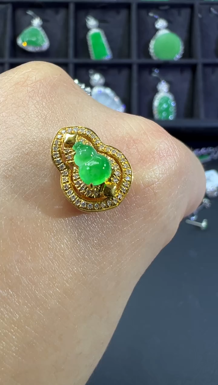 吊坠(不含链)18K金镶嵌翡翠B44|5500