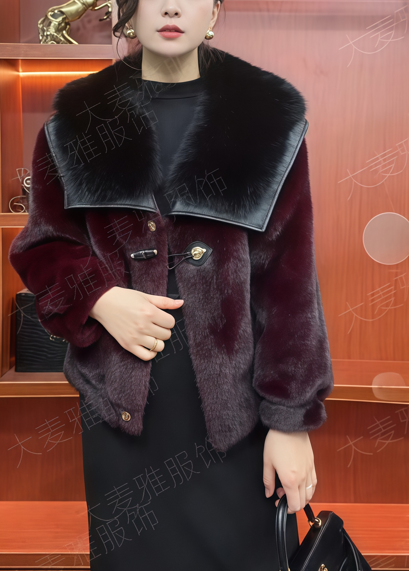 女款绒外套气质短款时尚2025冬季百搭轻奢女装红色设计师款