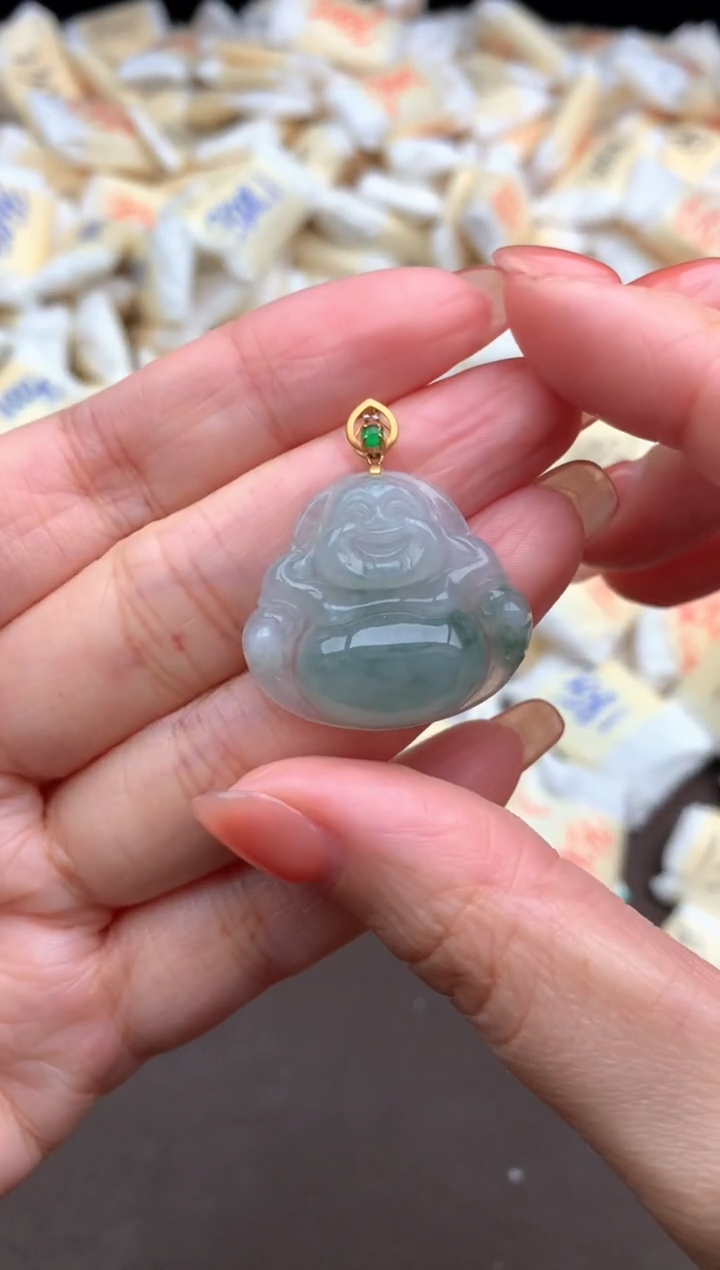【闪购商品】翡翠挂件18K金镶嵌一