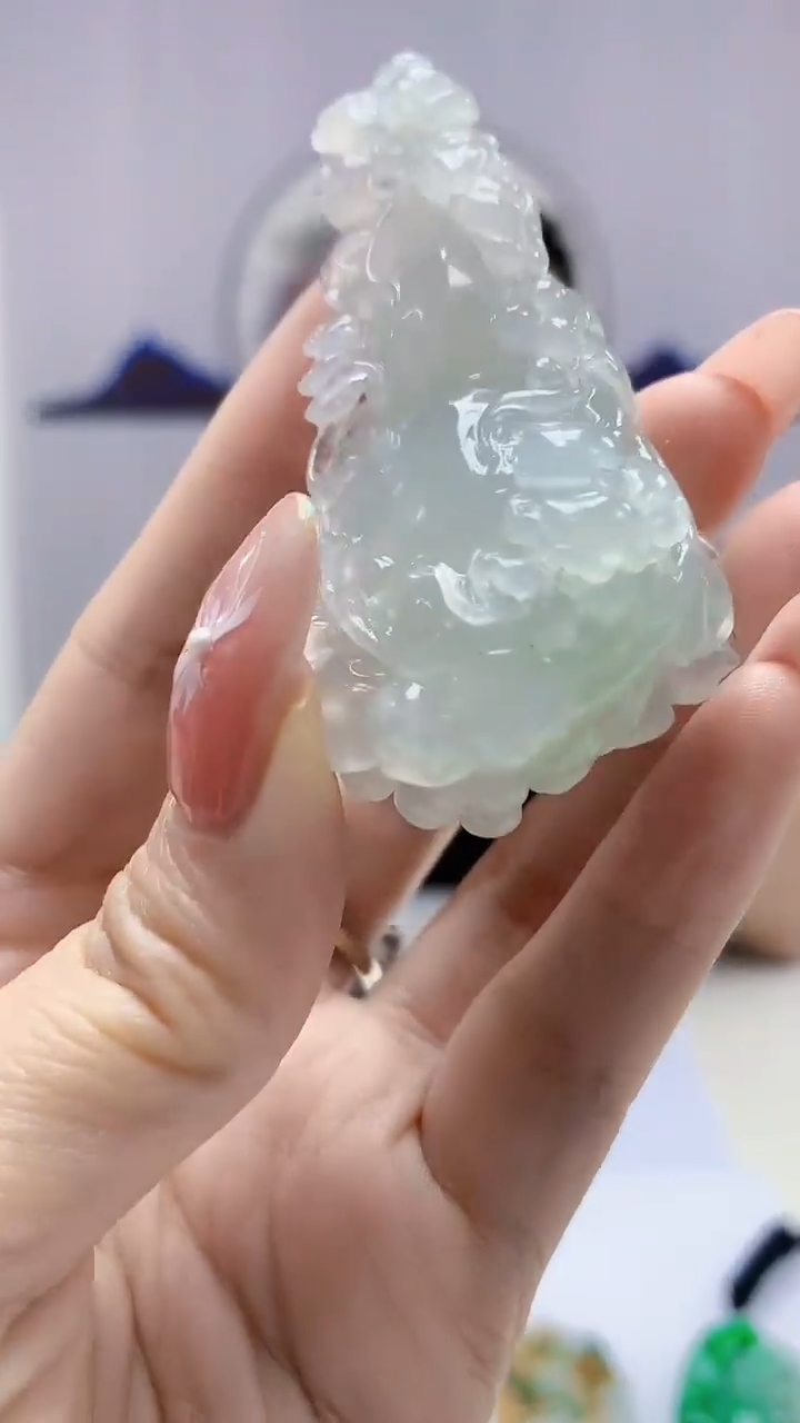 【闪购商品】定制翡翠未镶嵌5152DD-毛货挂件90