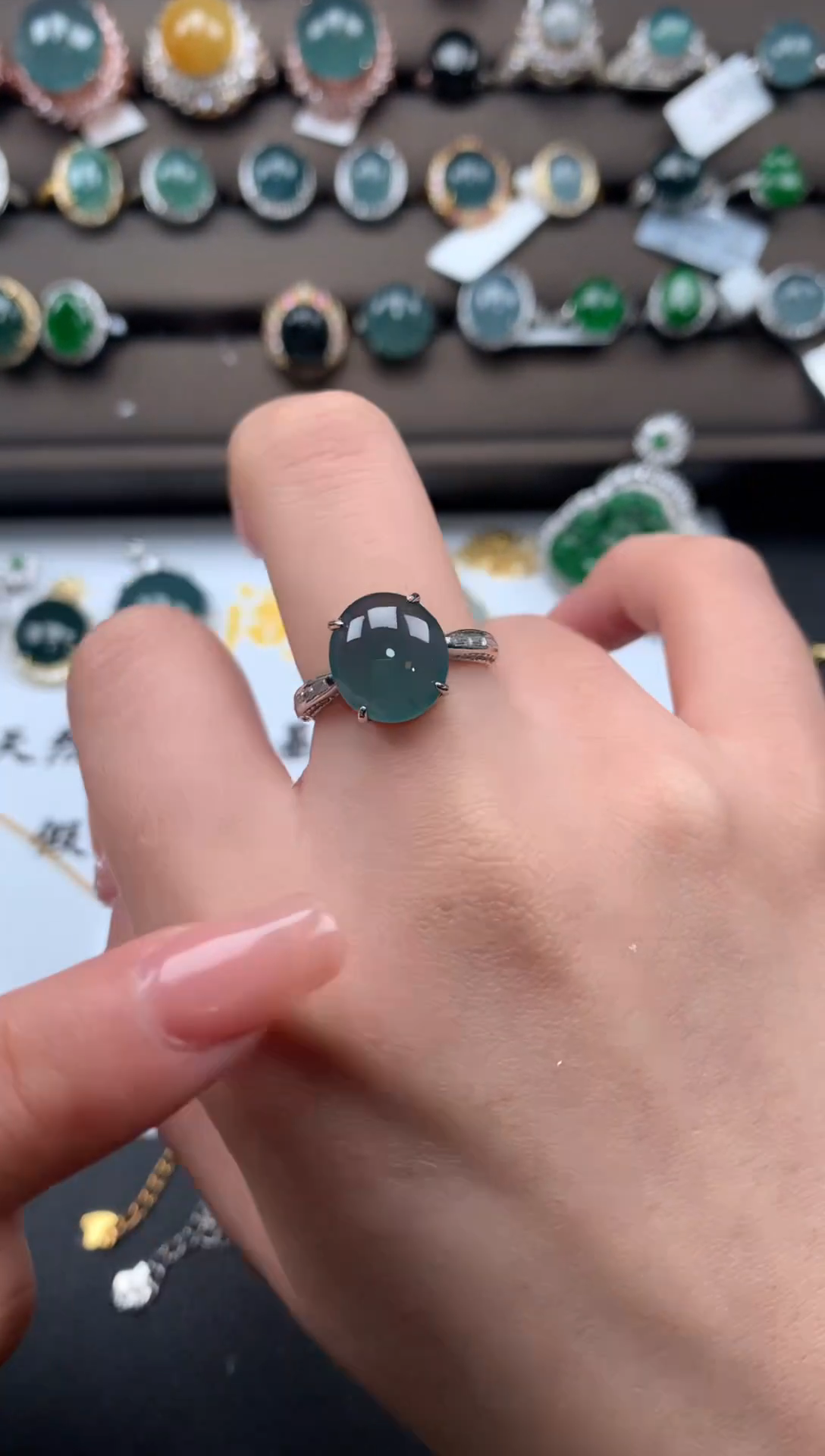 【闪购商品】翡翠戒指银S925镶嵌52141